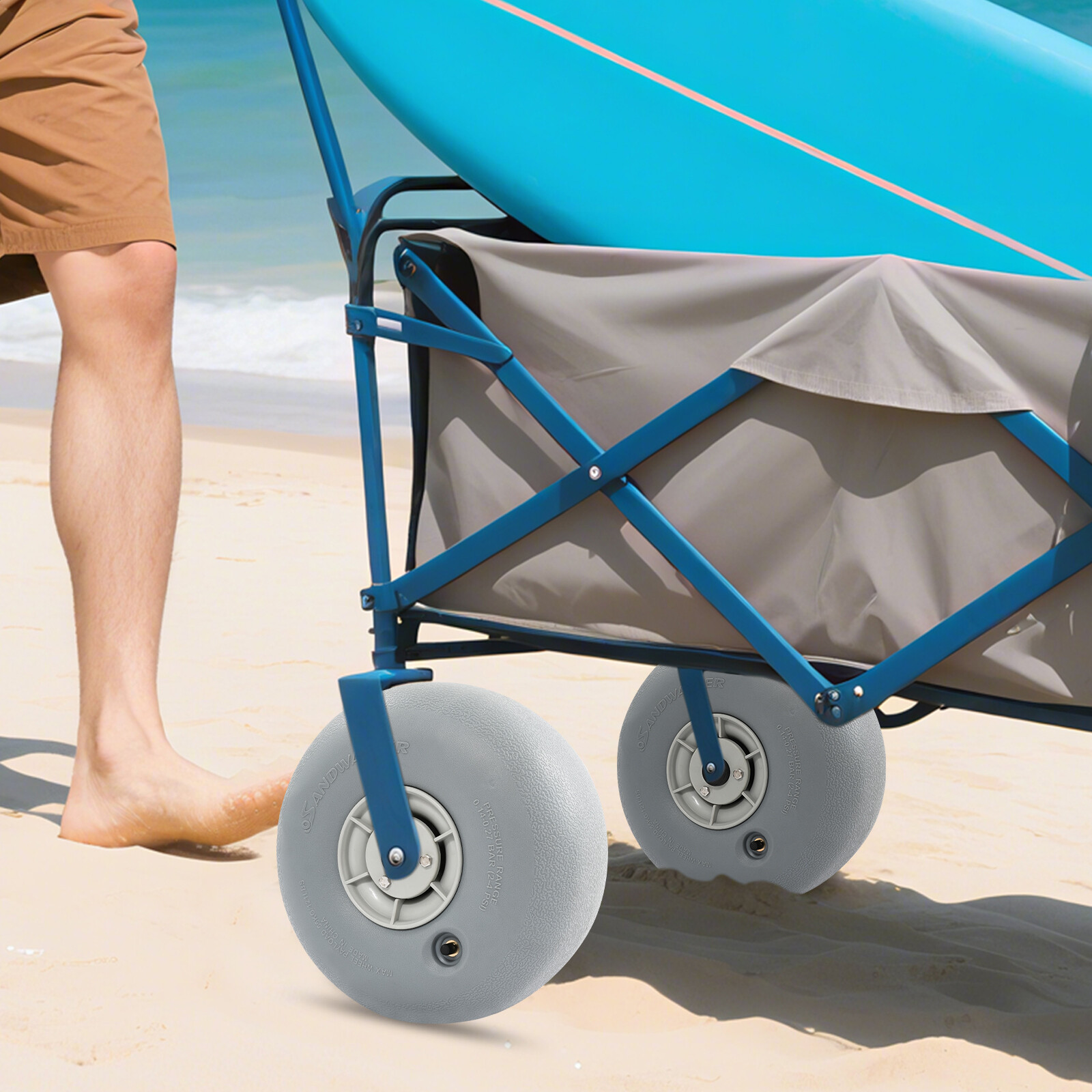 2Pcs Balloon Beach Sand Tire Beach Balloon Wheel Beach Cart Tires 55kg/121lbs