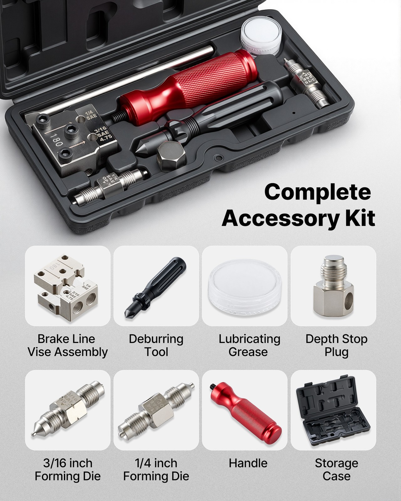VEVOR Brake Line Flaring Tool 45° Single & Double Flare for 3/16" 1/4" Tubing