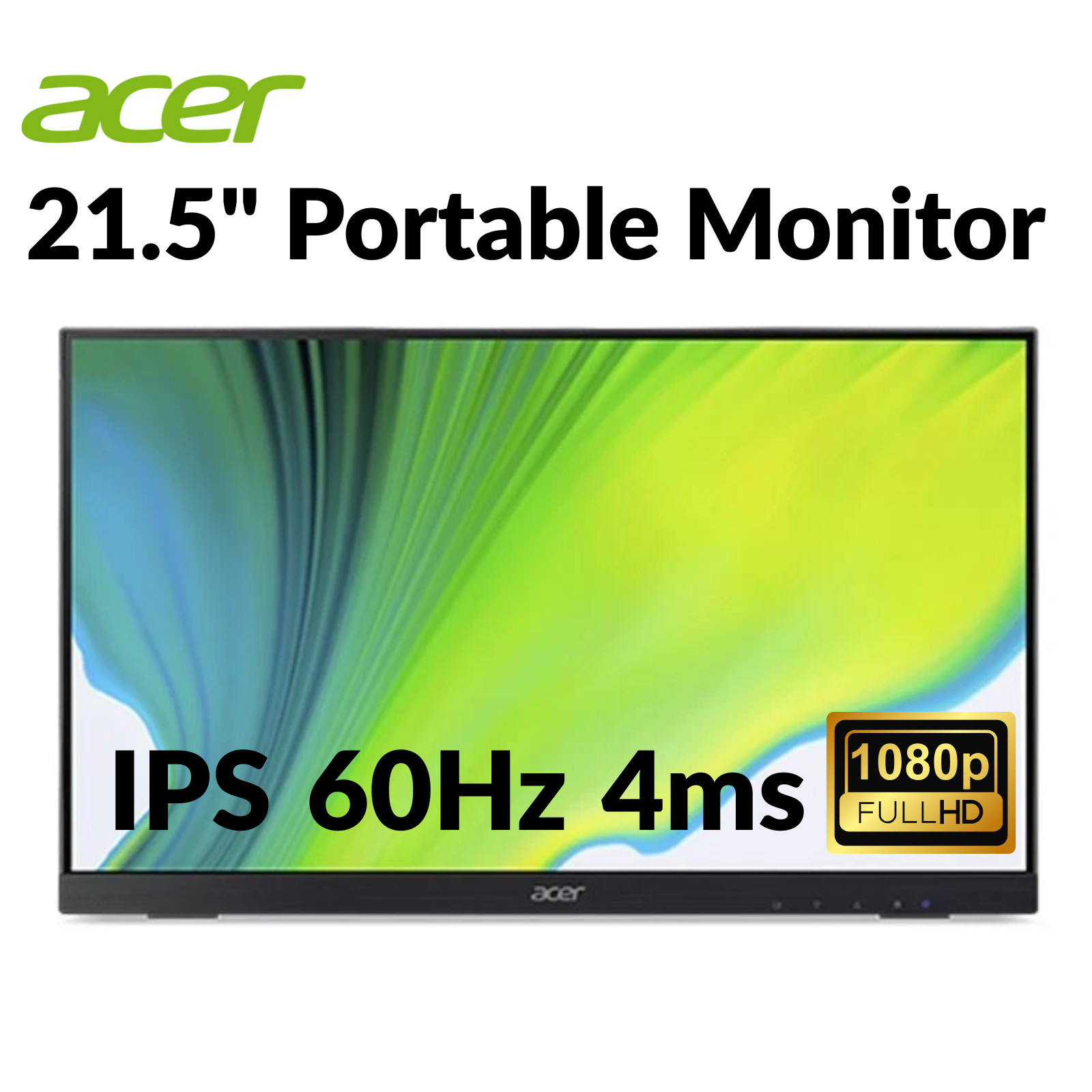 Acer 21.5" Portable Monitor Touch 1920x1080 250nits 60Hz 4ms UT222Q Refurbished