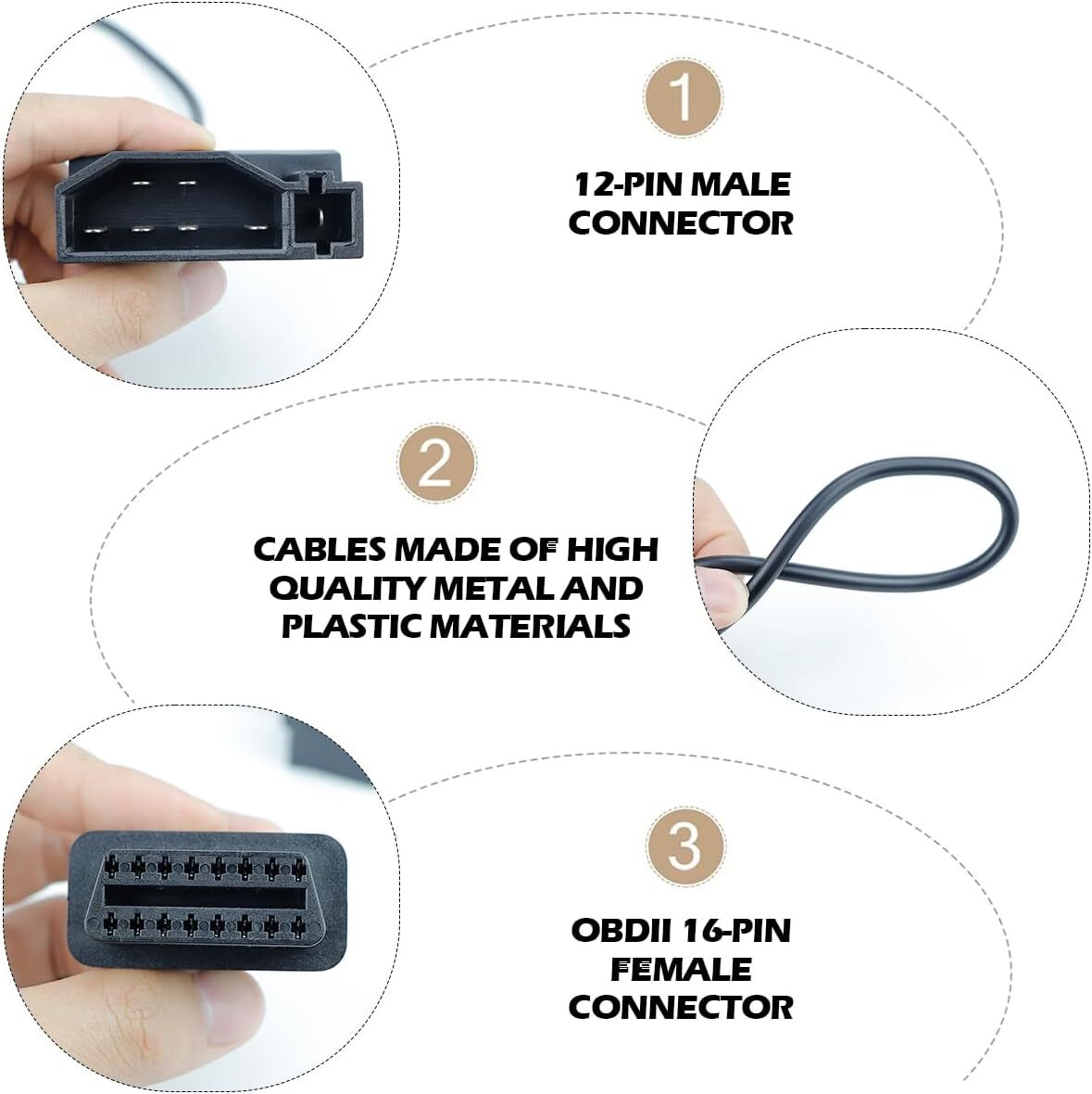 For Ford Engine Repair Tool 7 Pin OBD1 to OBD2 Cable Adapter Code Reader Scanner