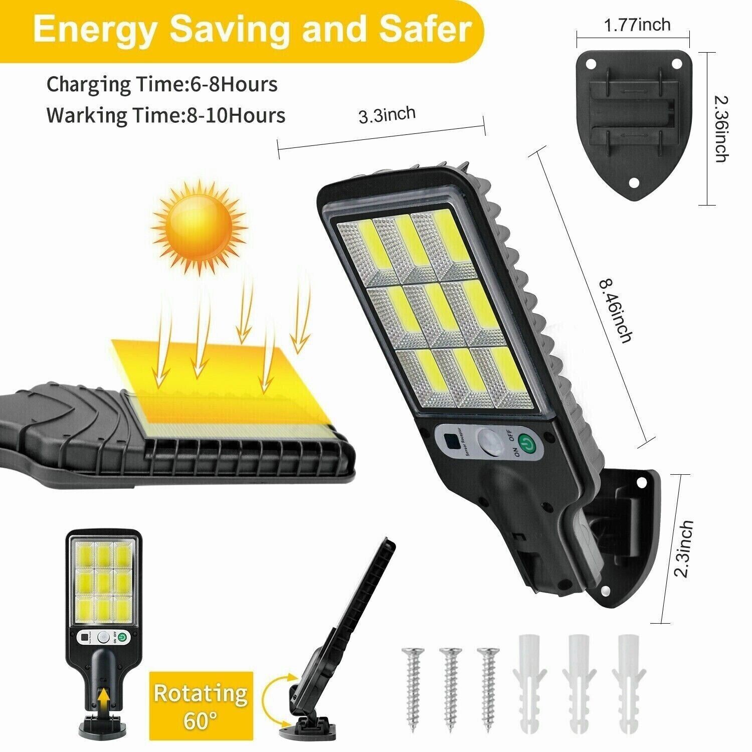Outdoor Solar Wall Lights LED Motion Sensor Bright Flood Street Lamp 3 Modes