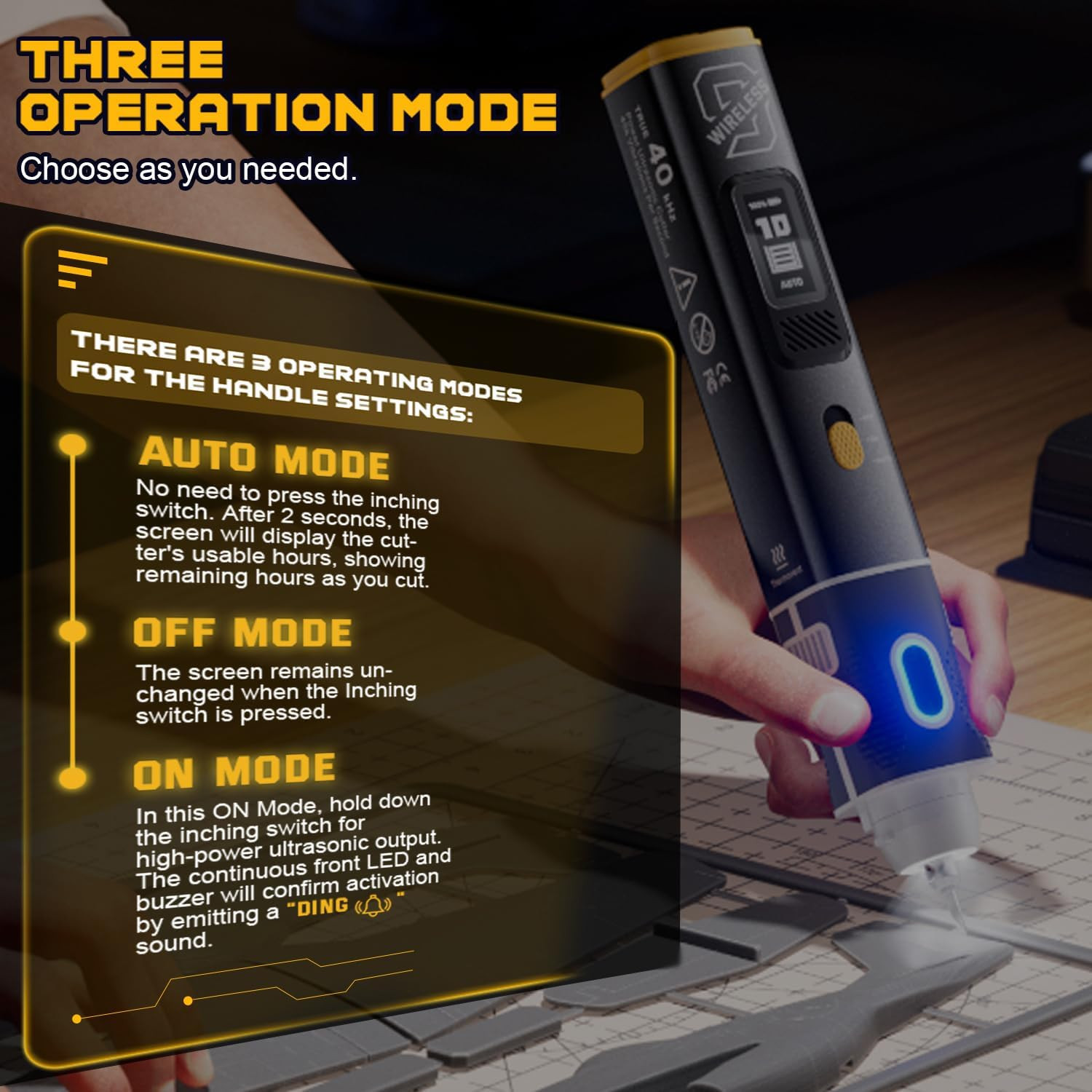 Wireless Ultrasonic Cutter, 40kHz Vibration & 2 Cutting Modes, Includes 50 Repla