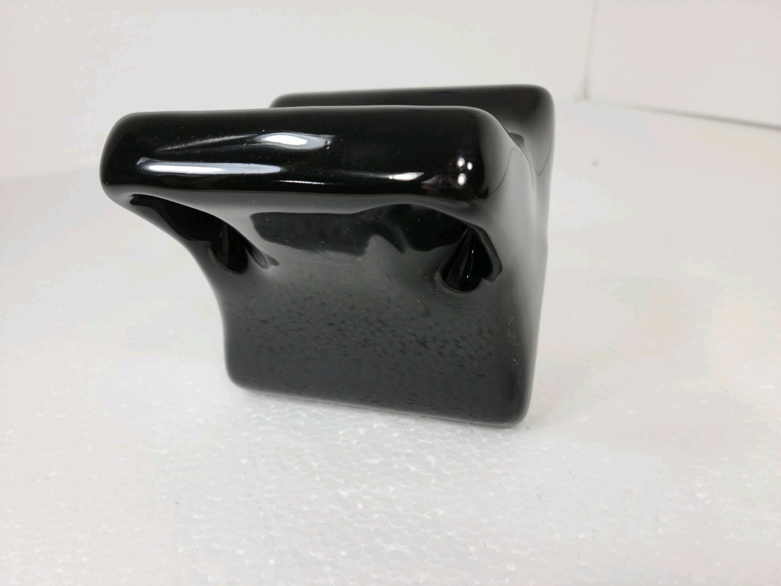 Vintage Black Ceramic Tile Toothbrush Holder Tumbler Cup Tray Mid Century Modern
