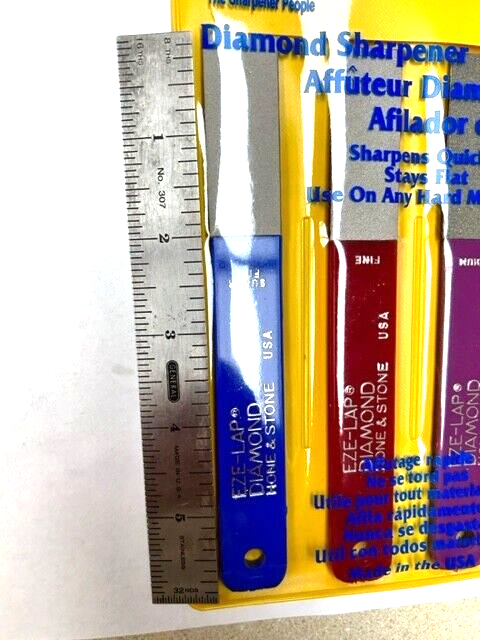 Eze-Lap Diamond Sharpener Set Four Grits 250 - 1200 Super Fine To Coarse Colors