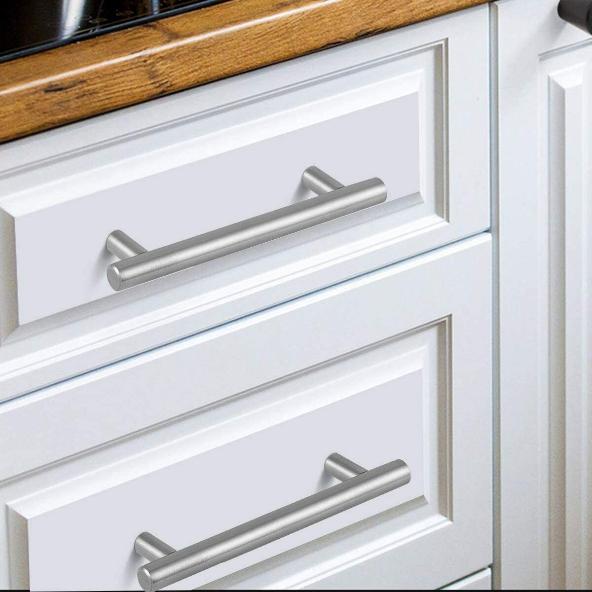 10Pack Brushed Nickel Kitchen Cabinet Pulls Stainless Steel Drawer T Bar Handles