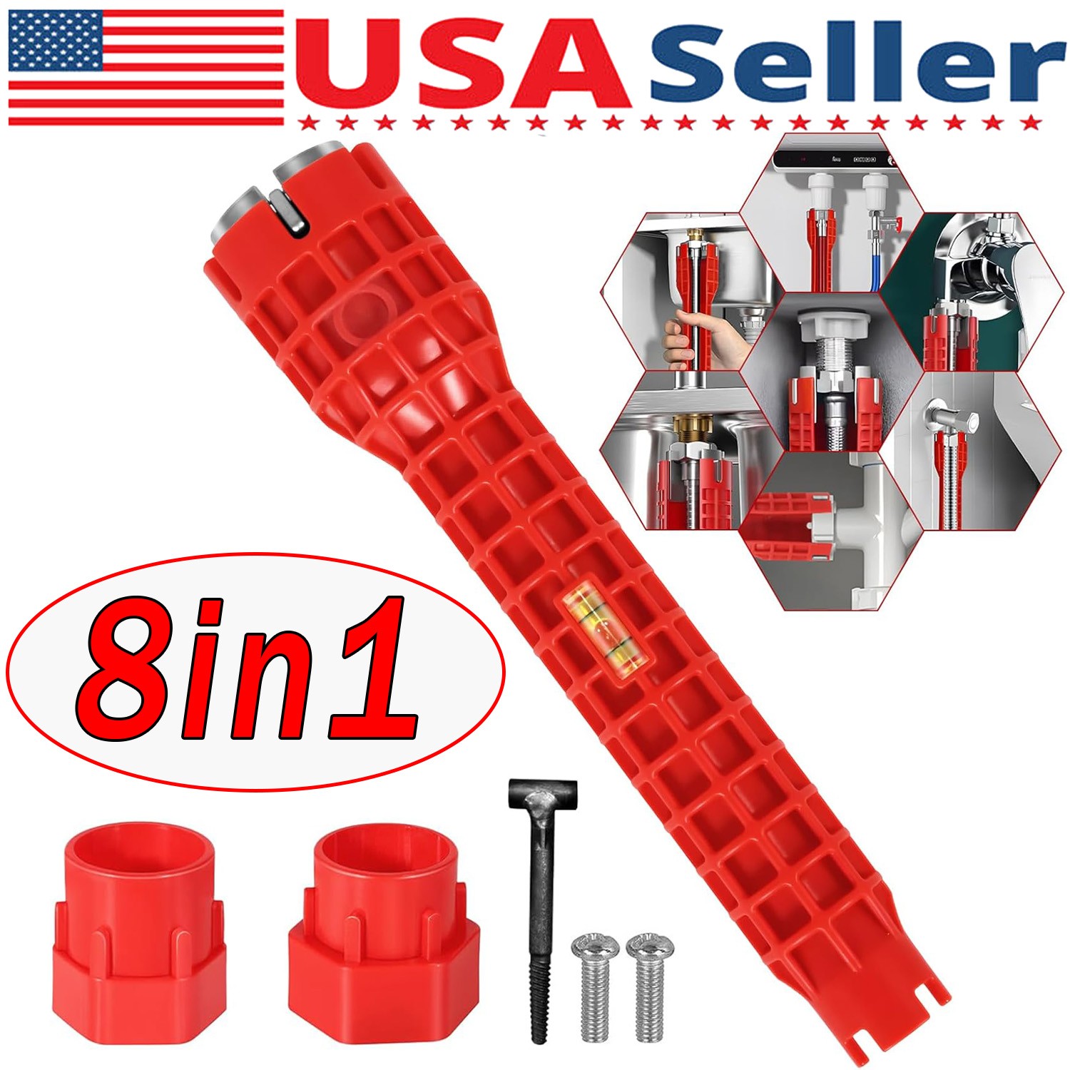 8in1 Multi tool Faucet Sink Installer Pipe Wrench For Plumbers & Homeowners Lot