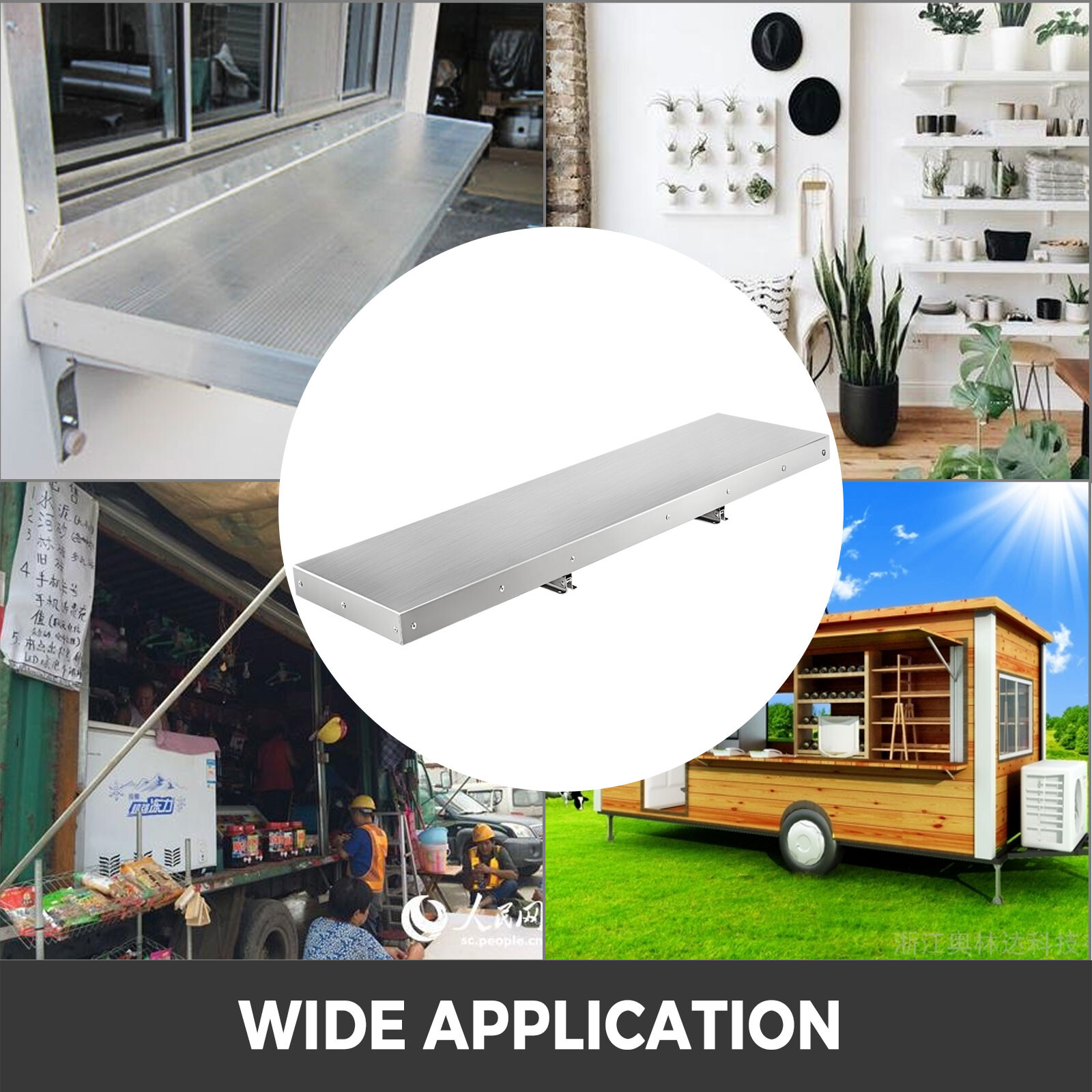 4, 6, 8FT Shelf for Concession Window Food Truck Accessories Business Stainless