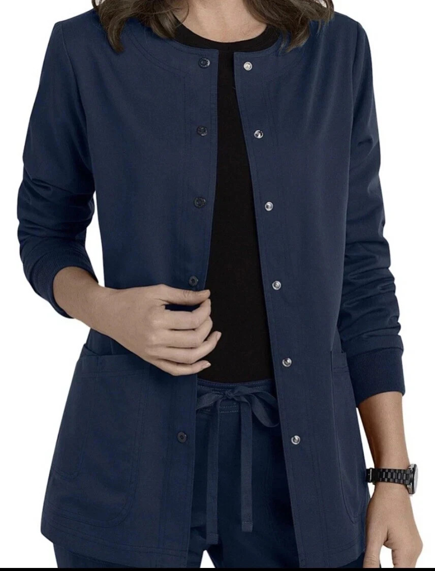 GREYS ANANTOMY SIGNATURE WOMEN SCRUB JACKET IN GRAPHITE IN ALL SIZES # 2407 NWT