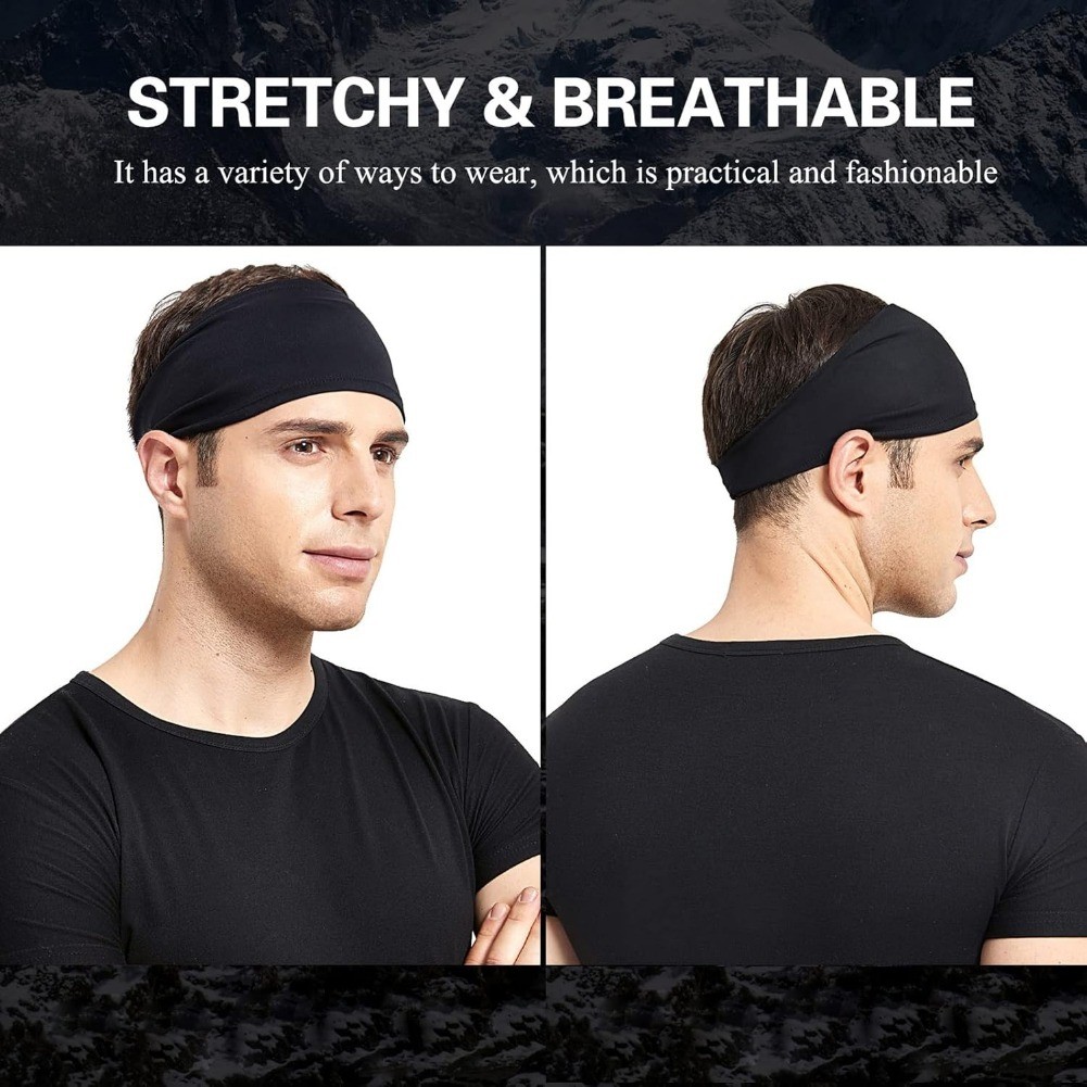 5 Pack Workout Headbands - Moisture Wicking Sports Sweatbands for Men & Women