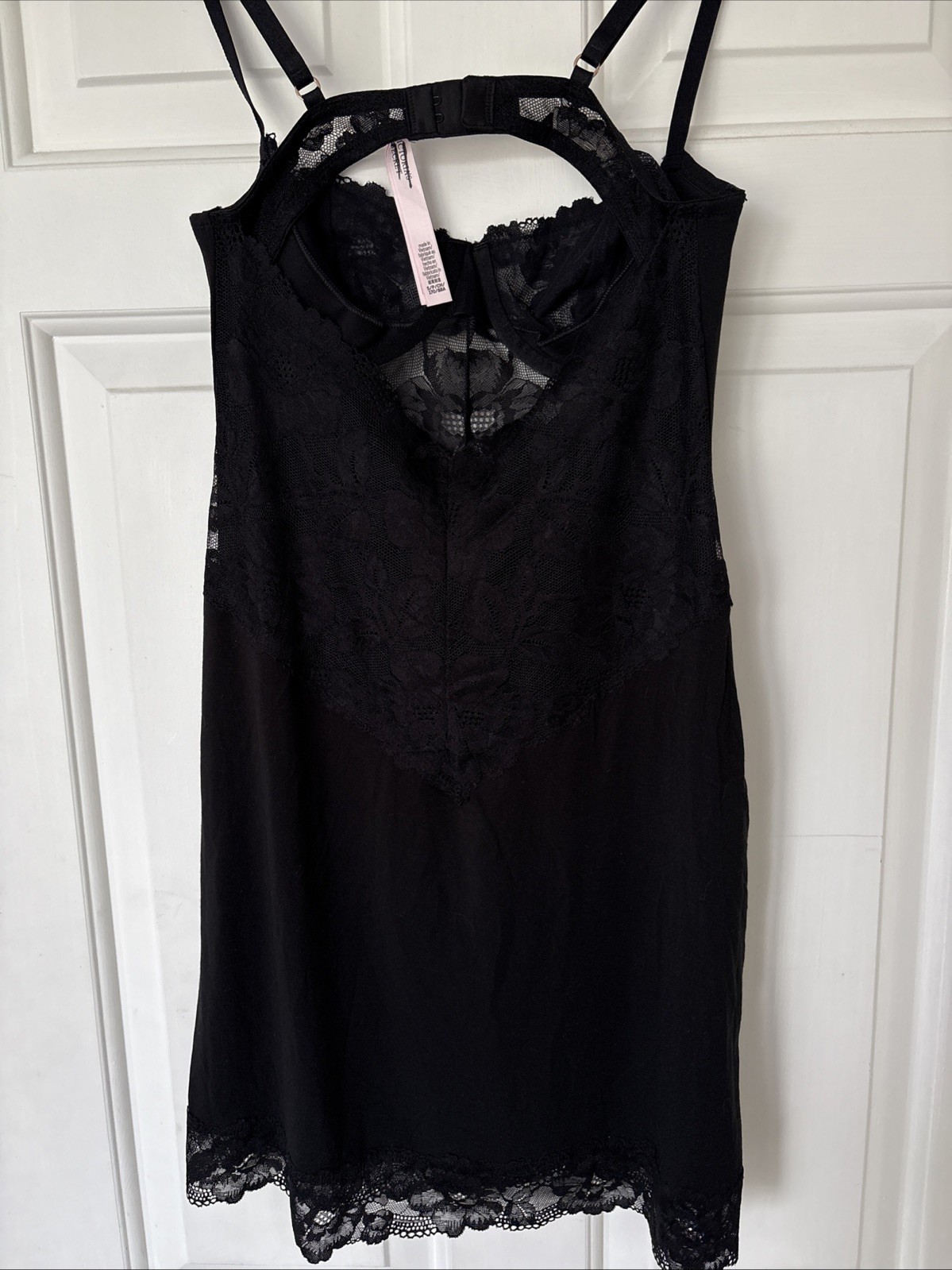 Victoria's Secret Slip Shapewear Lingerie Dress Black Lace Trim Modal Small S