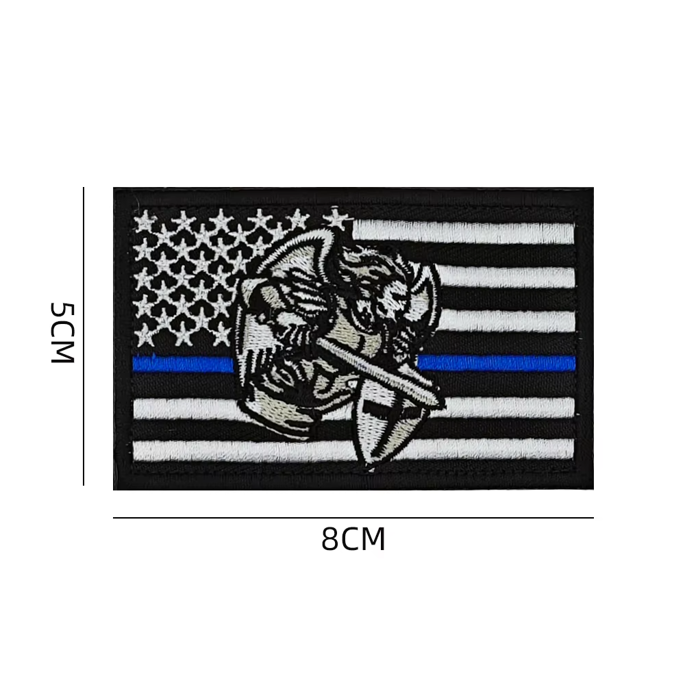 Saint Michael Thin Blue Line Religious American Flag Morale Patch Hook And Loop