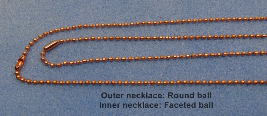 Solid COPPER BALL CHAIN Necklaces ~ 3.2mm bead ~ Round ~ Faceted ~ or Ball +Bar