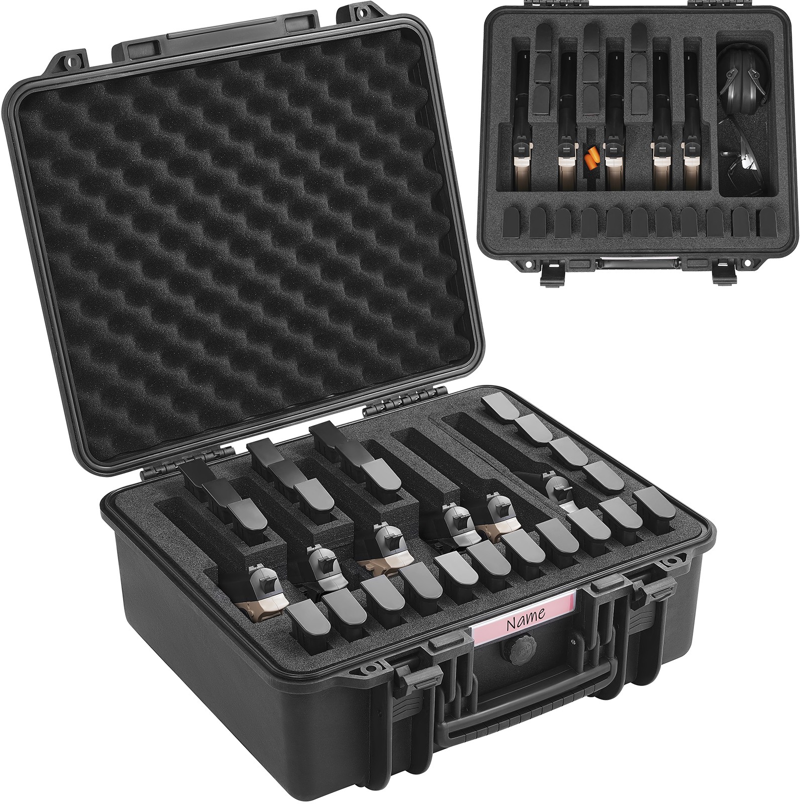 Uimoso Hard Pistol Cases with Pre-cut Lining Lockable Pistol Case for 6 Pistol