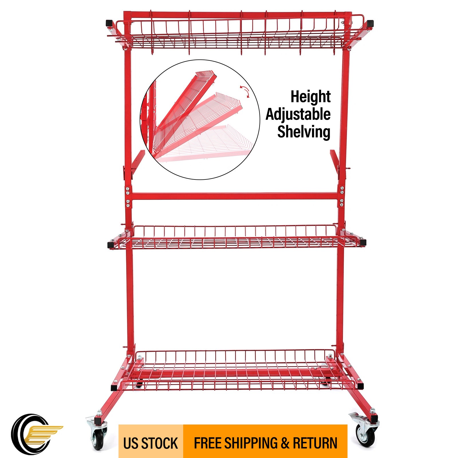 Parts Management Storage Rack Mobile Auto Body Rolling Parts Cart Car Tools US