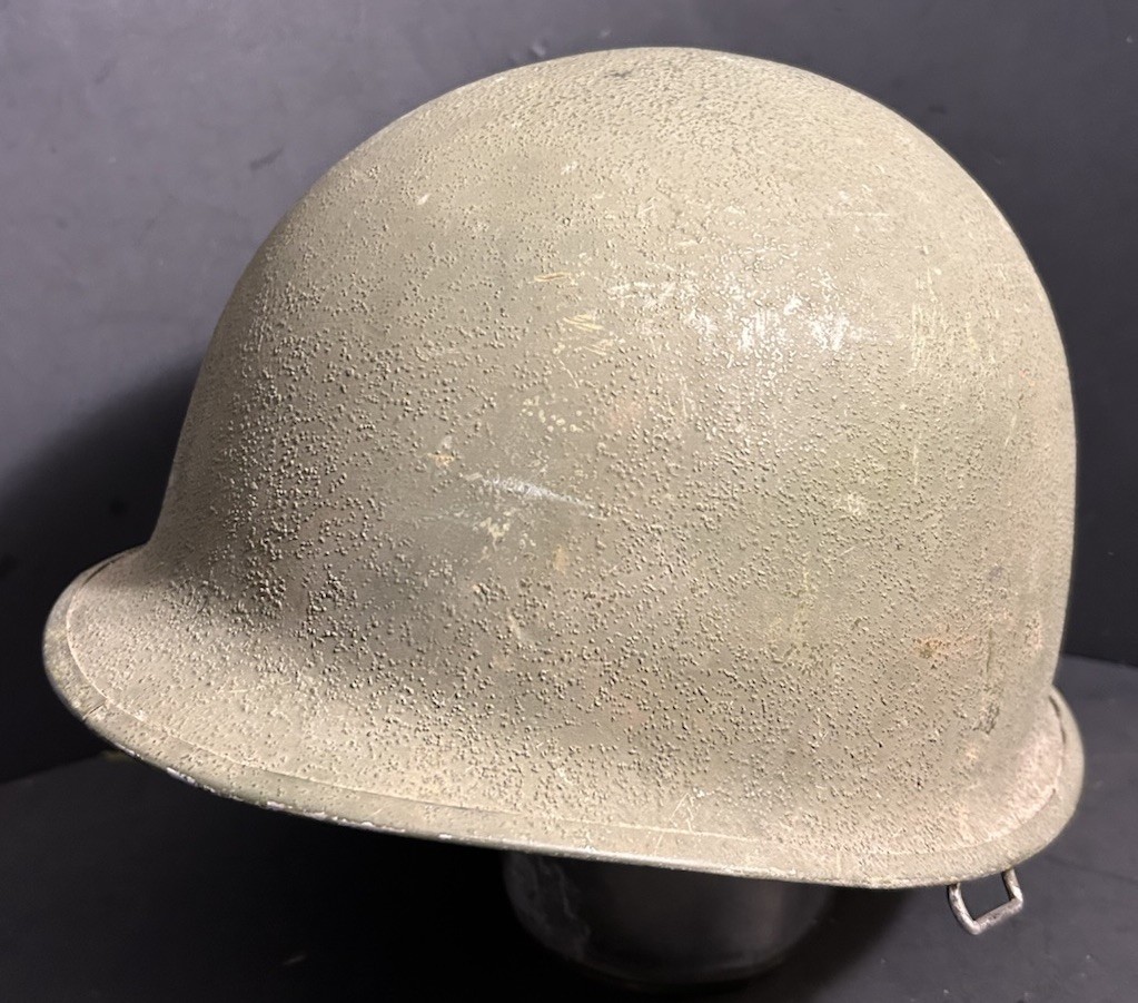 ORIGINAL PAINT Light Duty WWII Schlueter US GI M1 Steel Helmet Front Seam FS SB