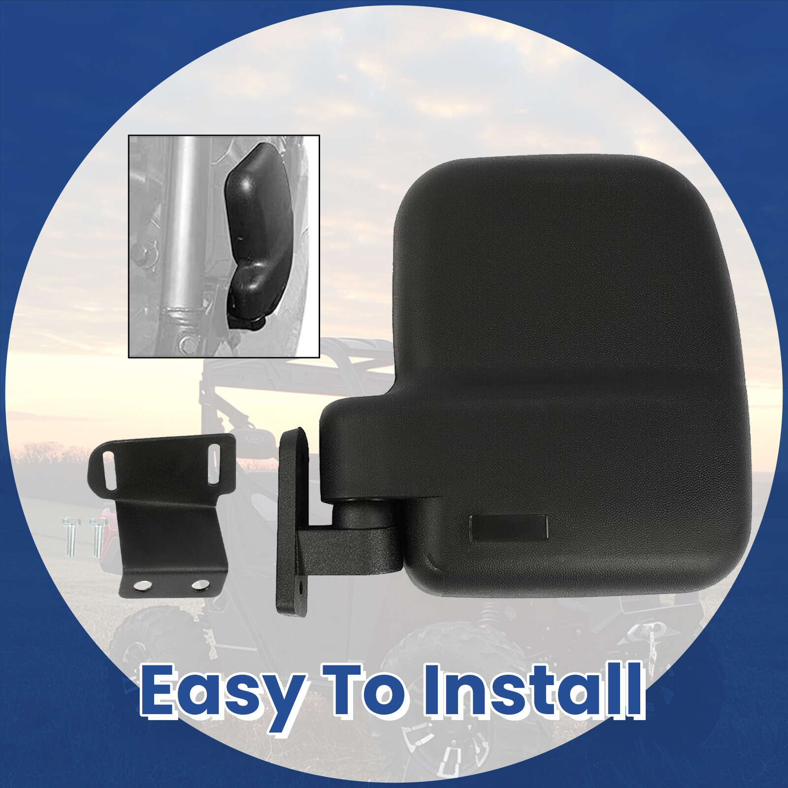 For Polaris Ranger XP 900 2013-2019 Pair (LH+RH) Side Rear View Mirror Set