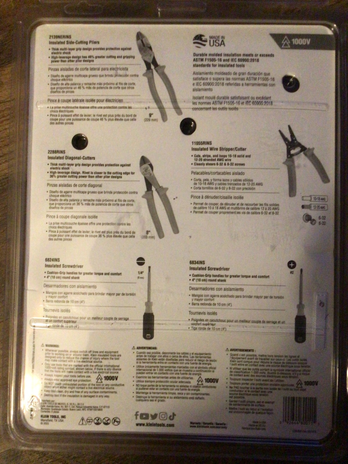 New Klein Electrical Tools 1000V 5-Piece Insulated Tool Kit Safety Rated 9415R