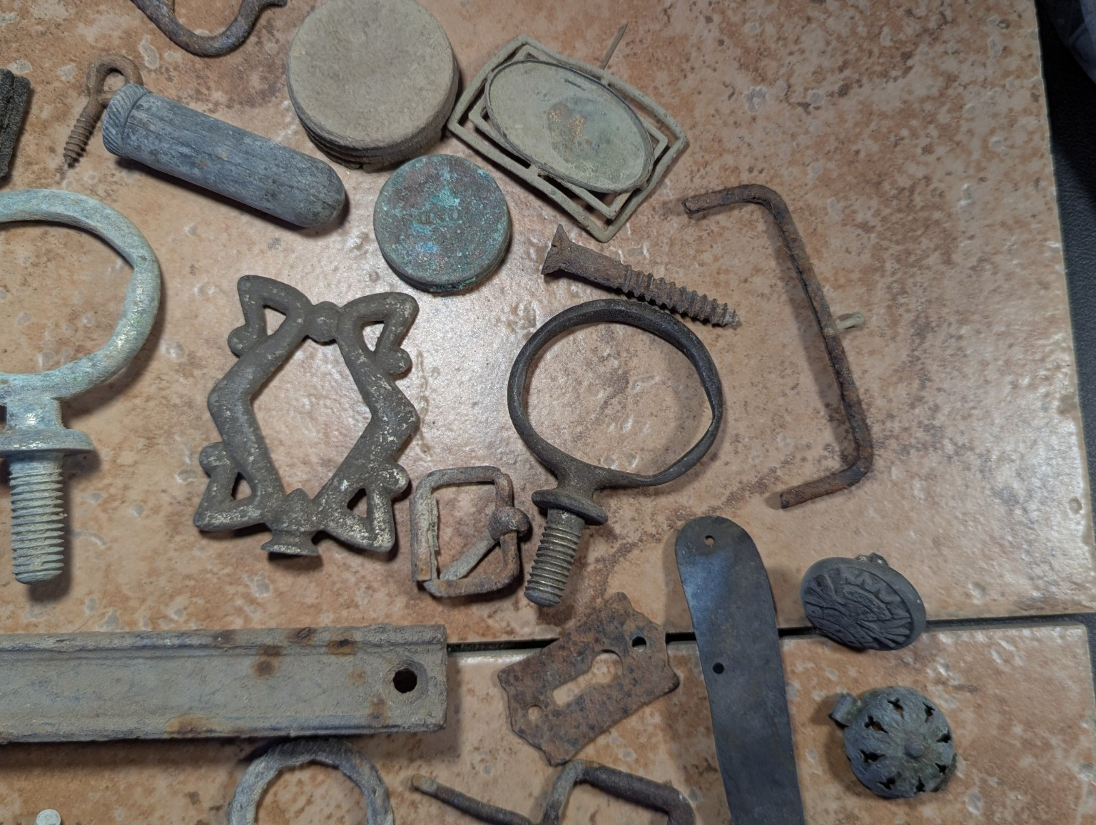 Dug Relics Vintage Iron Door Hardware Buckles Glasses Brass Key Bottle Openers