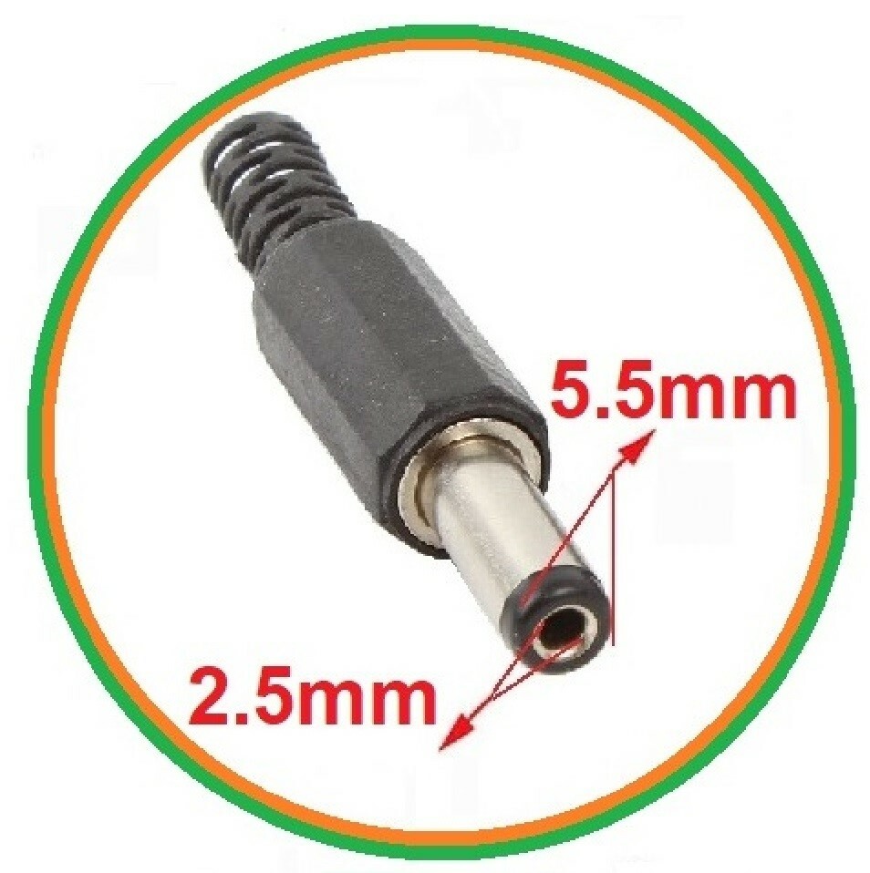 5-Pack 5.5x2.5mm *13 Male Solder DC Power Barrel Tip Plug Straight Connectors