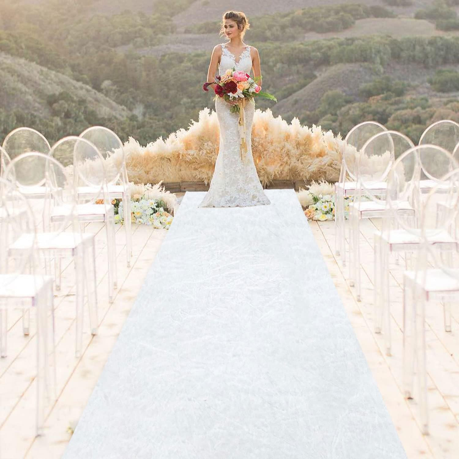 White Aisle Runner for Wedding Velvet Aisle Carpet 2Ftx15Ft Wedding Accessories