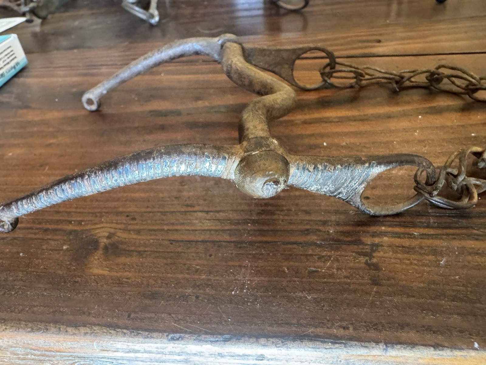 MEXICAN Antique Horse BIT - silver inlay Stripes