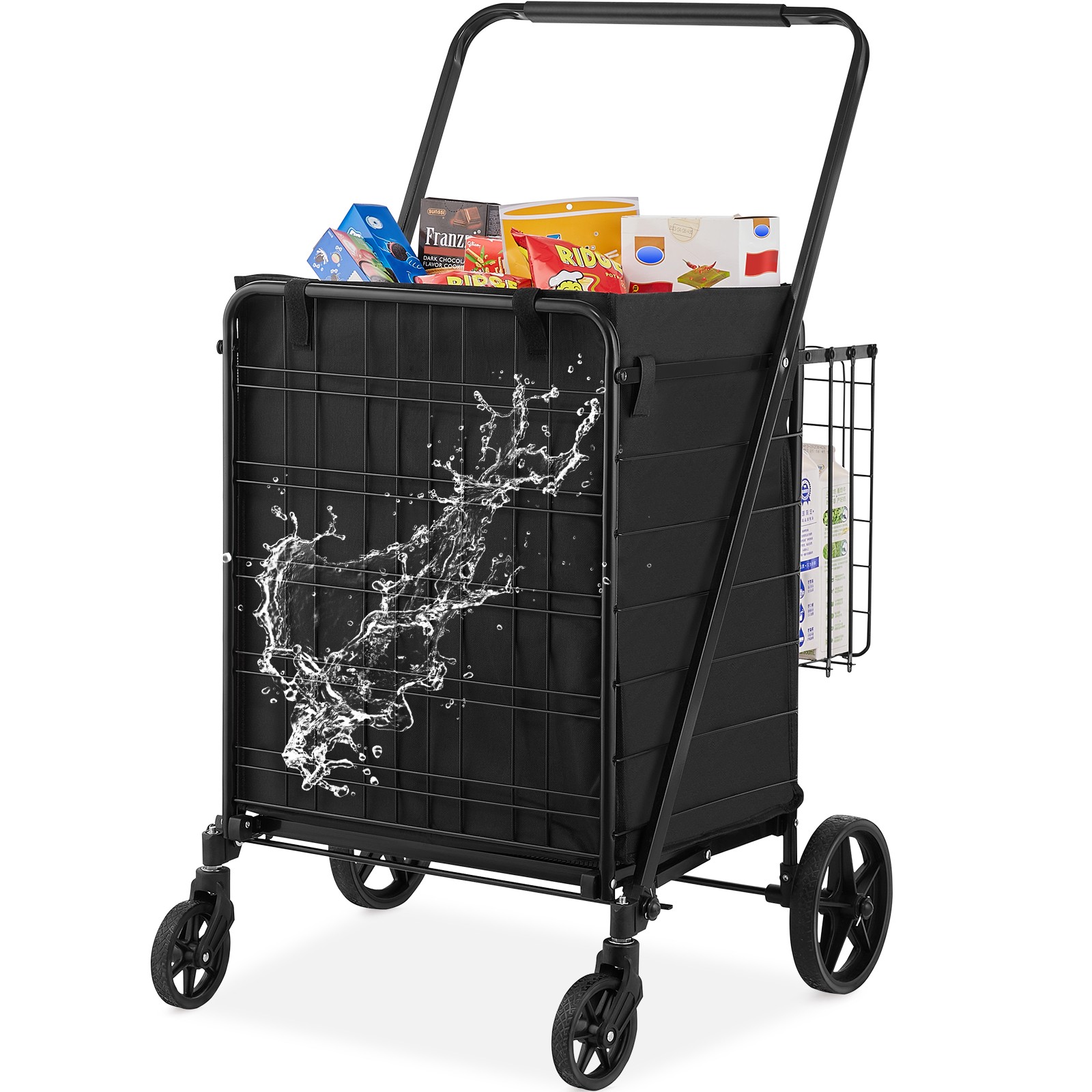 Uimoso Folding Shopping Cart Rolling Grocery Cart with Double Baskets 330 LBS