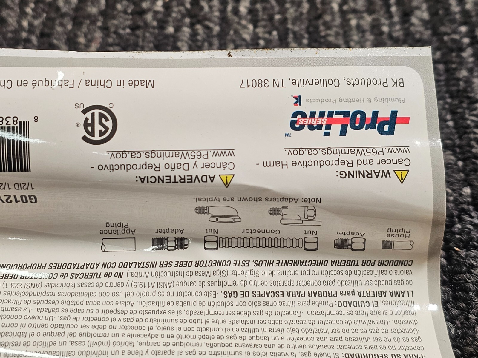 (QTY 5) Proline 1/2" MIP x 1/2" FIP x 24" Coated Stainless Steel Gas Connector