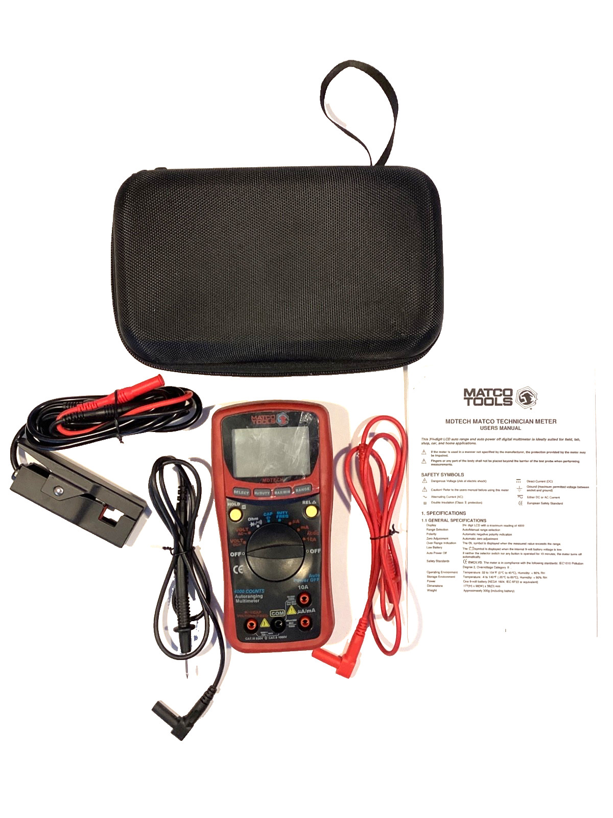 Matco Tools Auto Ranging Digital Multi Meter Kit Leads Pouch Manual MDTECH NICE