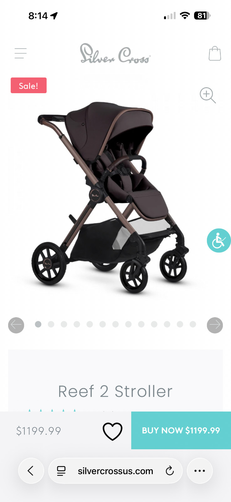 Silver Cross Reef 2 Stroller – Cappuccino (Excellent Condition)