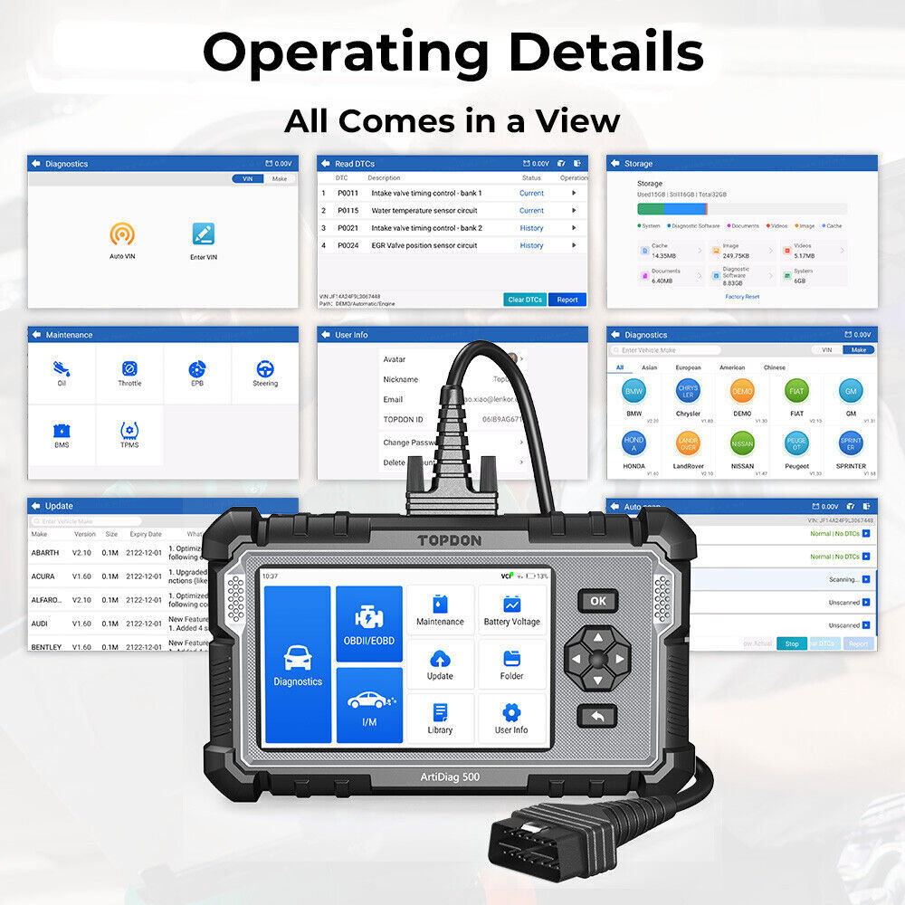 TOPDON AD500 PRO+ Automotive OBD2 Scanner Engine ABS SRS EBP SAS Diagnostic Tool