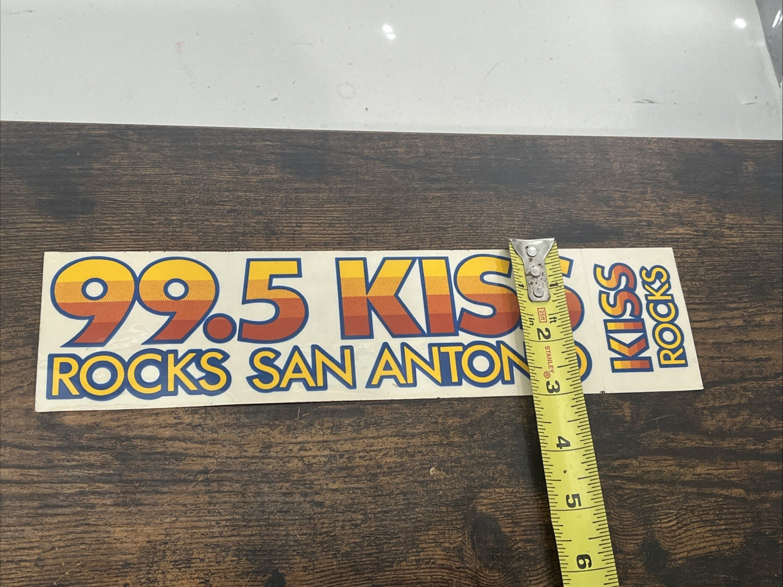 1980's Vintage 99.5 Kiss Rocks San Antonio Texas Logo Decal Sticker Bumper 11x3