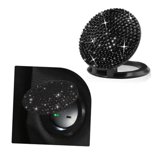 Car Start Stop Button Cover, Anti-Scratch Bling Push Start Button Black