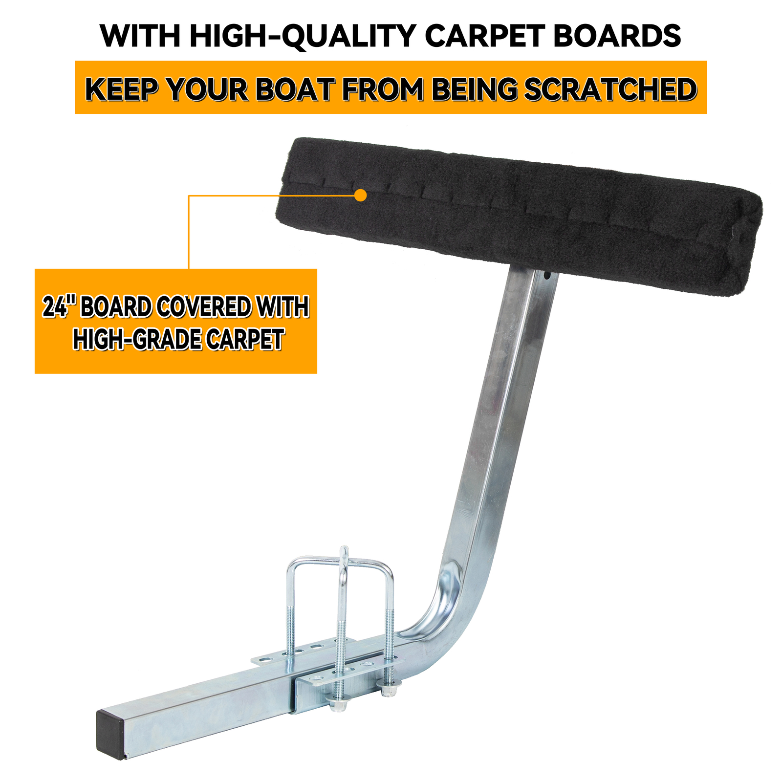 Boat Trailer 2' Side Guide On Bunk Boards Carpeted Kit 75 Degree w/ Hardware