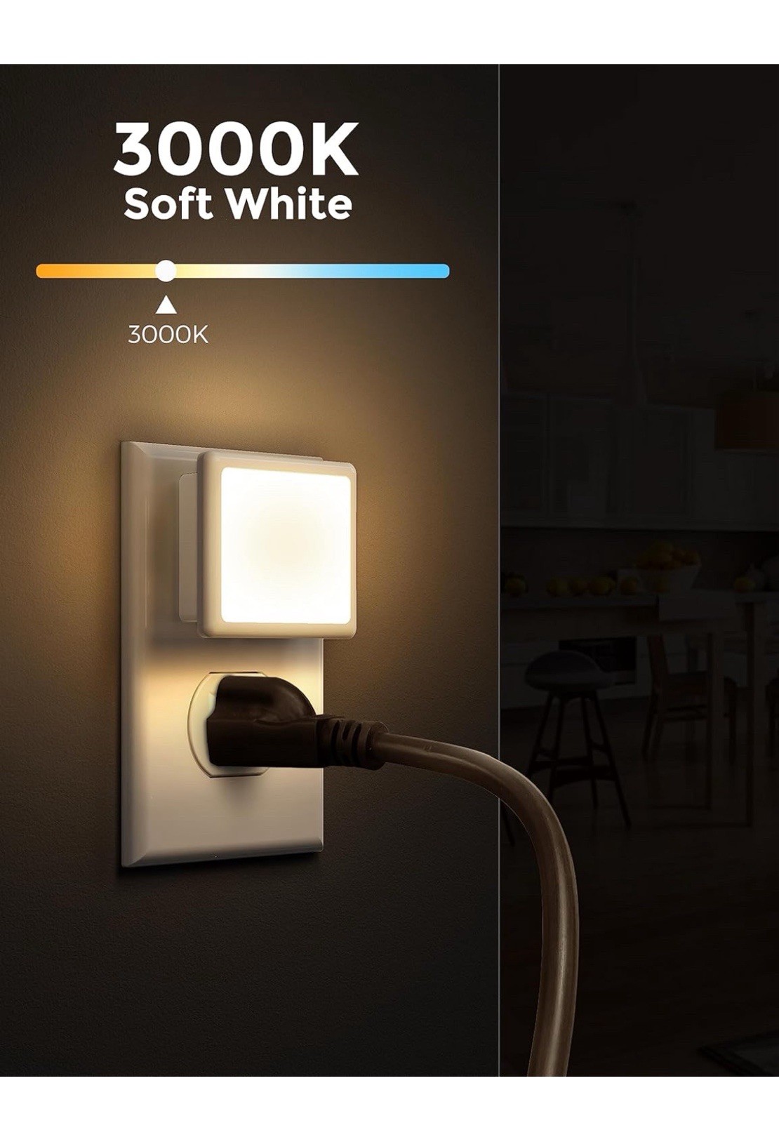 L LOHAS LED Night Lights Plug into Wall 2-Pack, 0.3W in 2 PACK, 3000K