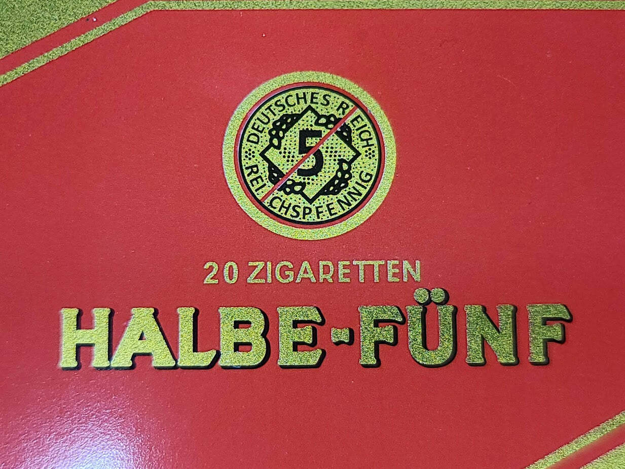 Reproduction WWII German Halbe Fünf Cigarette Tin Replica New Made Tobacciana