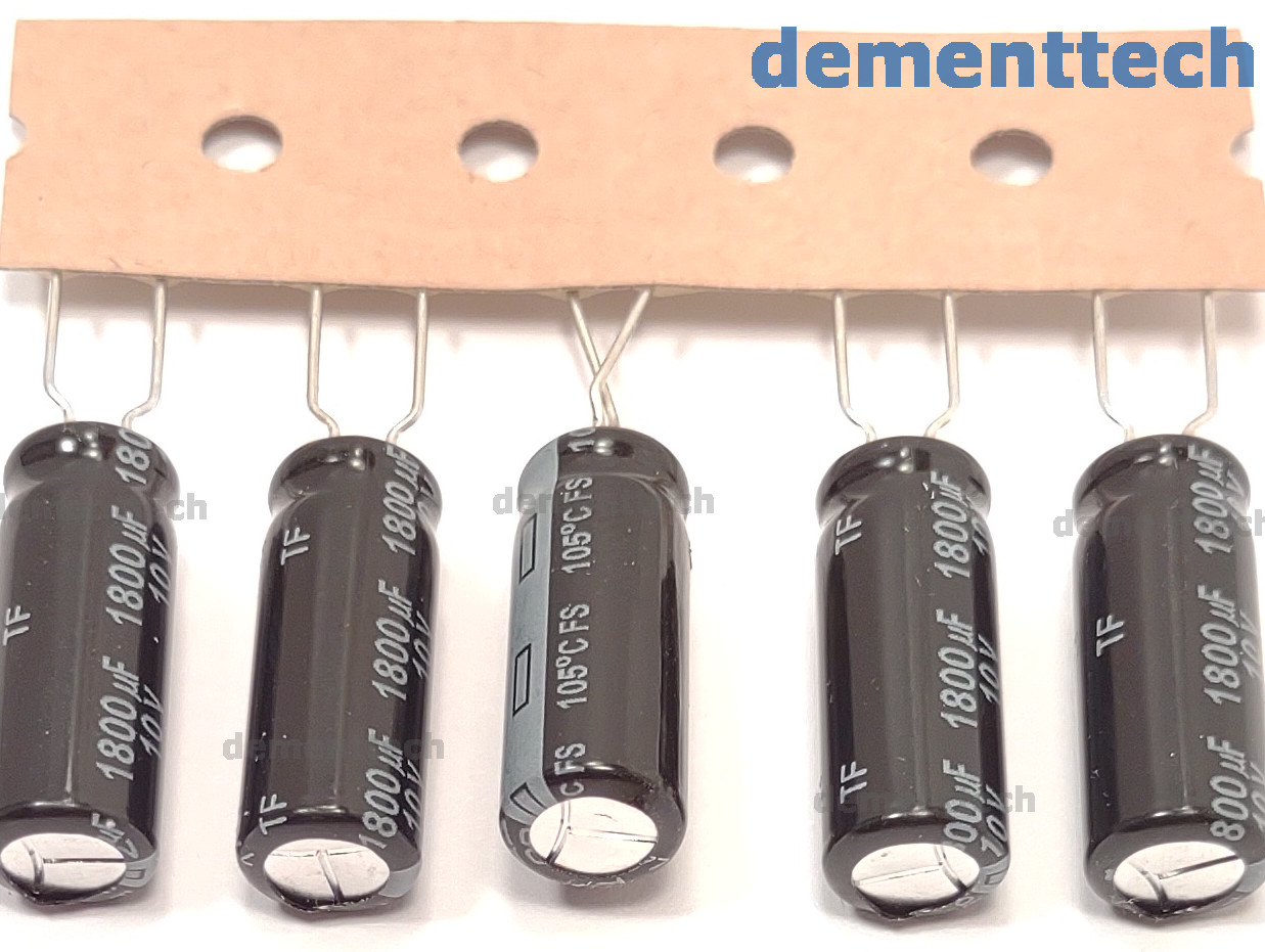 5x Panasonic FS 1800uF 10V Narrow 8mm Low-ESR 105C Capacitors 8x20 replaces 6.3V