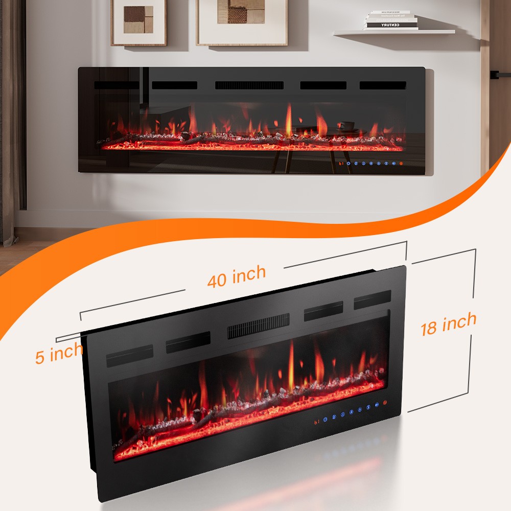 40inch Electric Fireplace Freestanding Crackling Sound, Remote, Adjustable Flame