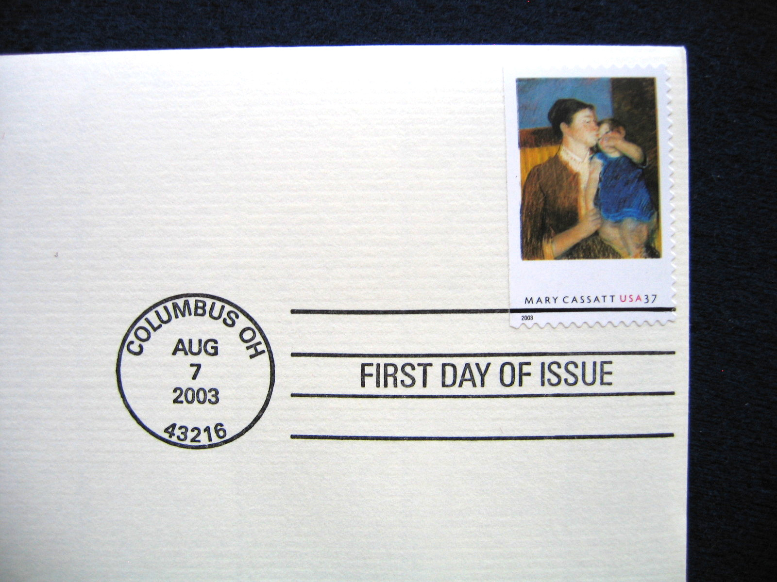 2003 Mary Cassatt Young Mother Replica FDC Gold Golden Cover STAMP