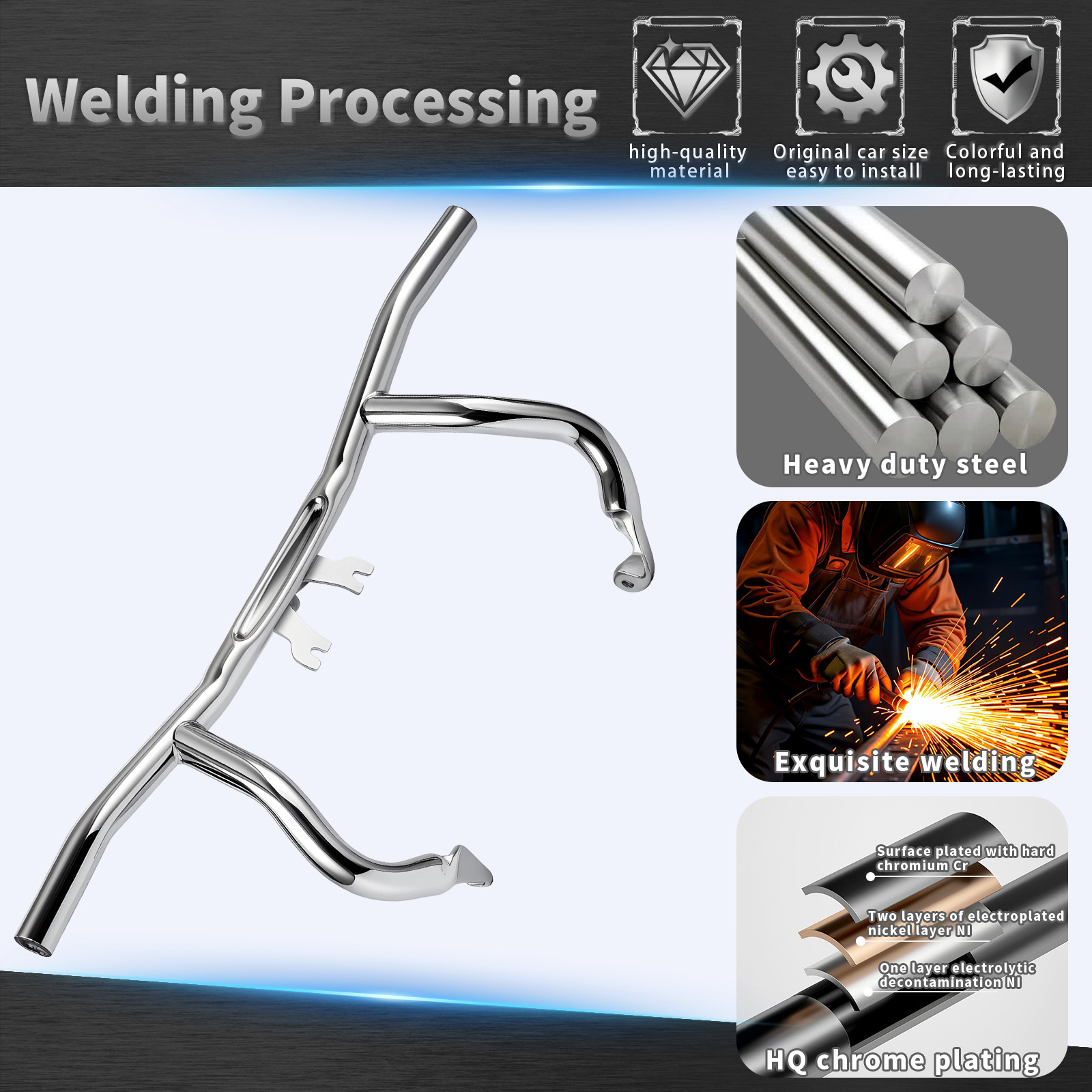 Chrome Front Highway Engine Guard Crash Bar For Harley Touring Models 2014-2026