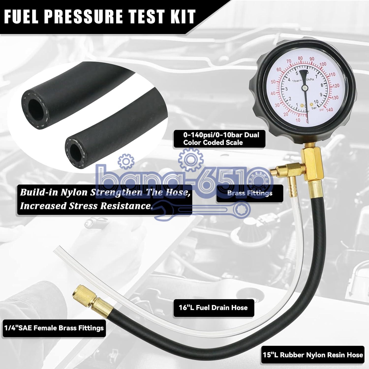 0-140PSI Fuel Injection Pump Pressure Tester Injector Pump Pressure Gauge Kit