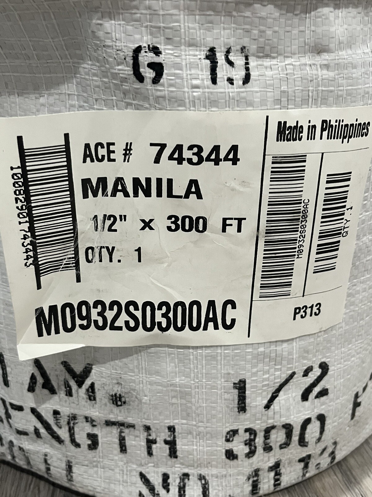 Twisted Natural Manila Hemp Rope (1/2 Inch x 300 Feet Spool)