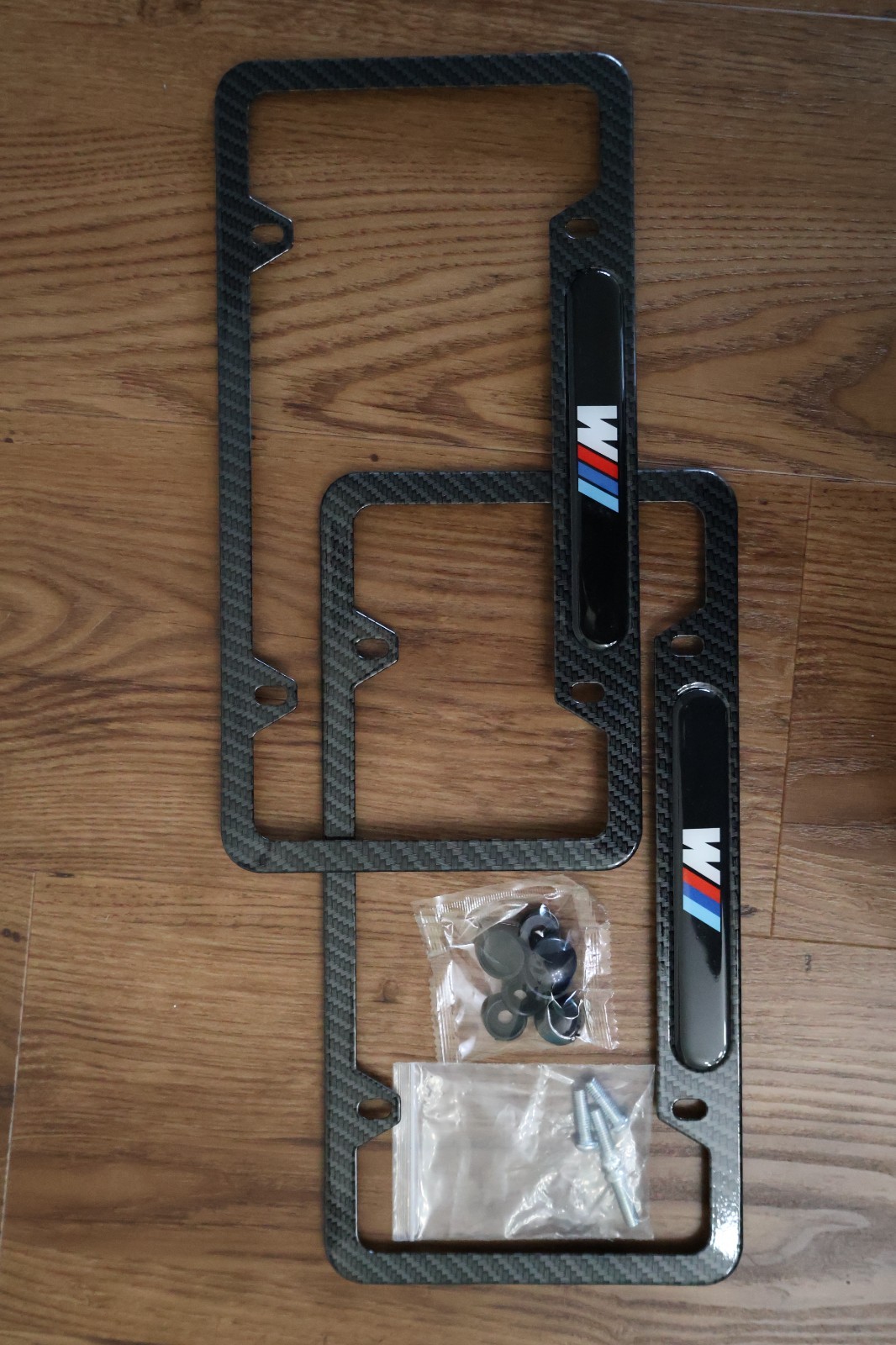 BMW M Carbon Fiber-Style License Plate Frames (Set of 2) – Hardware Included