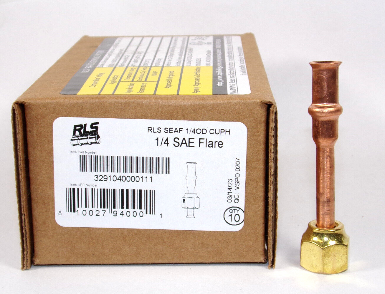 RLS 1/4" Refrigerant Copper Press SAE Flare 3291040000111 Fitting (Box of 10)