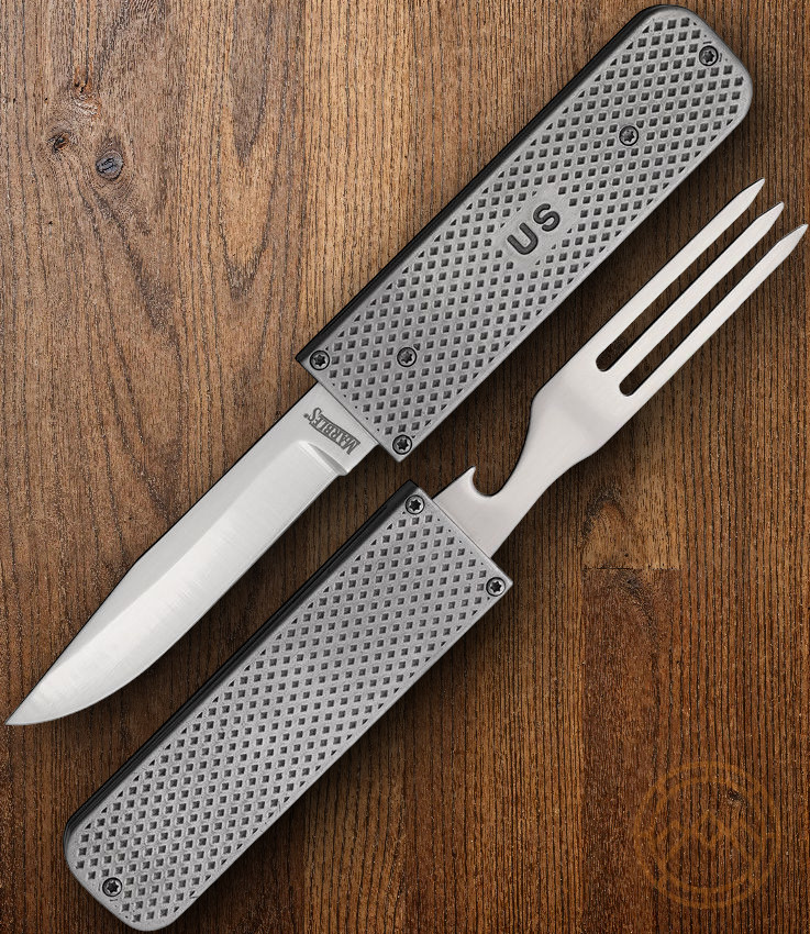 Marbles Pull-Apart GI Eating Tool Knife Fork Bottle Opener Stainless Handles
