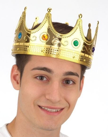 King/Queen Crown With Jewels Adult Size Royal Gold Unisex Halloween