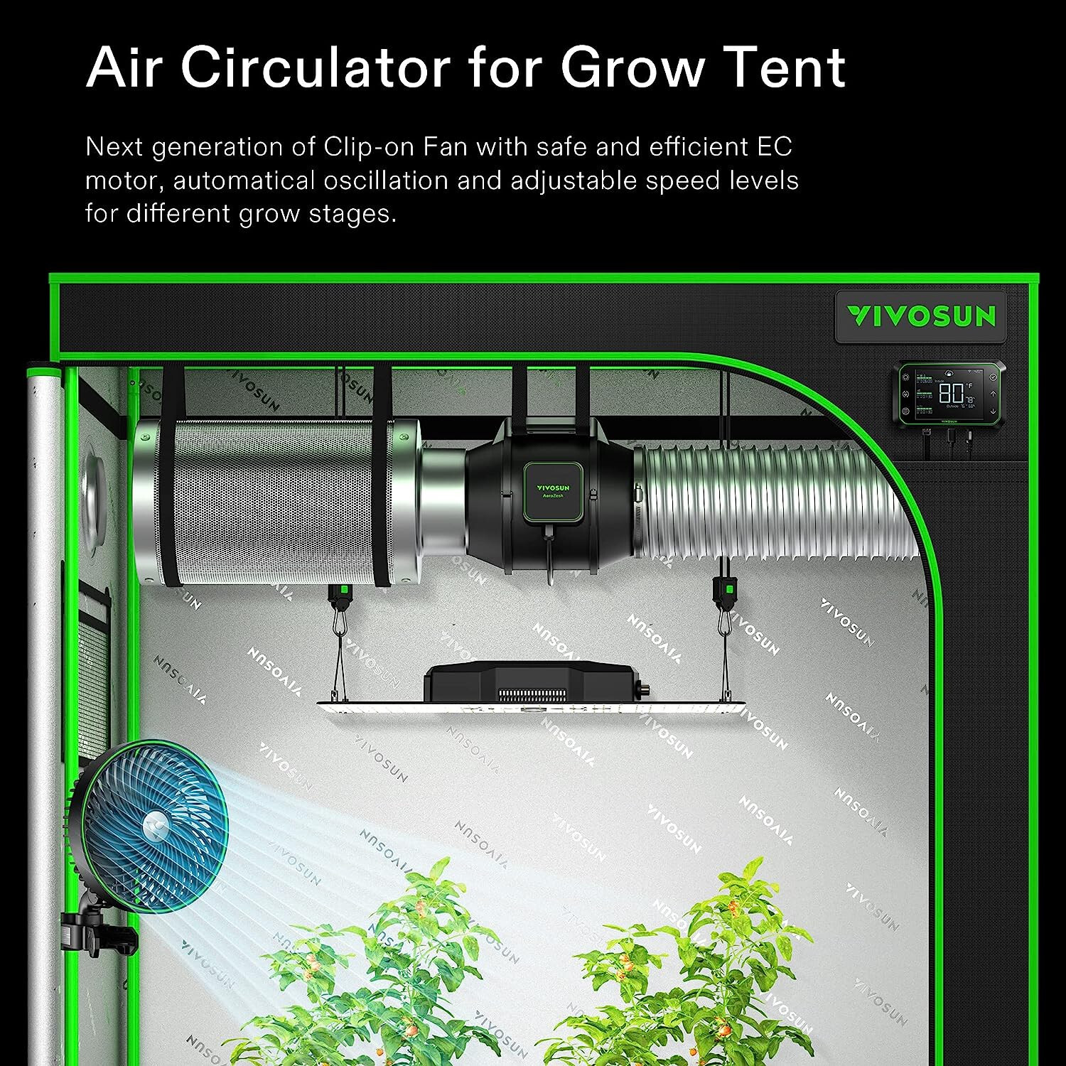 VIVOSUN AeroWave E6 6-Inch Clip-On Grow Tent Oscillating Fan