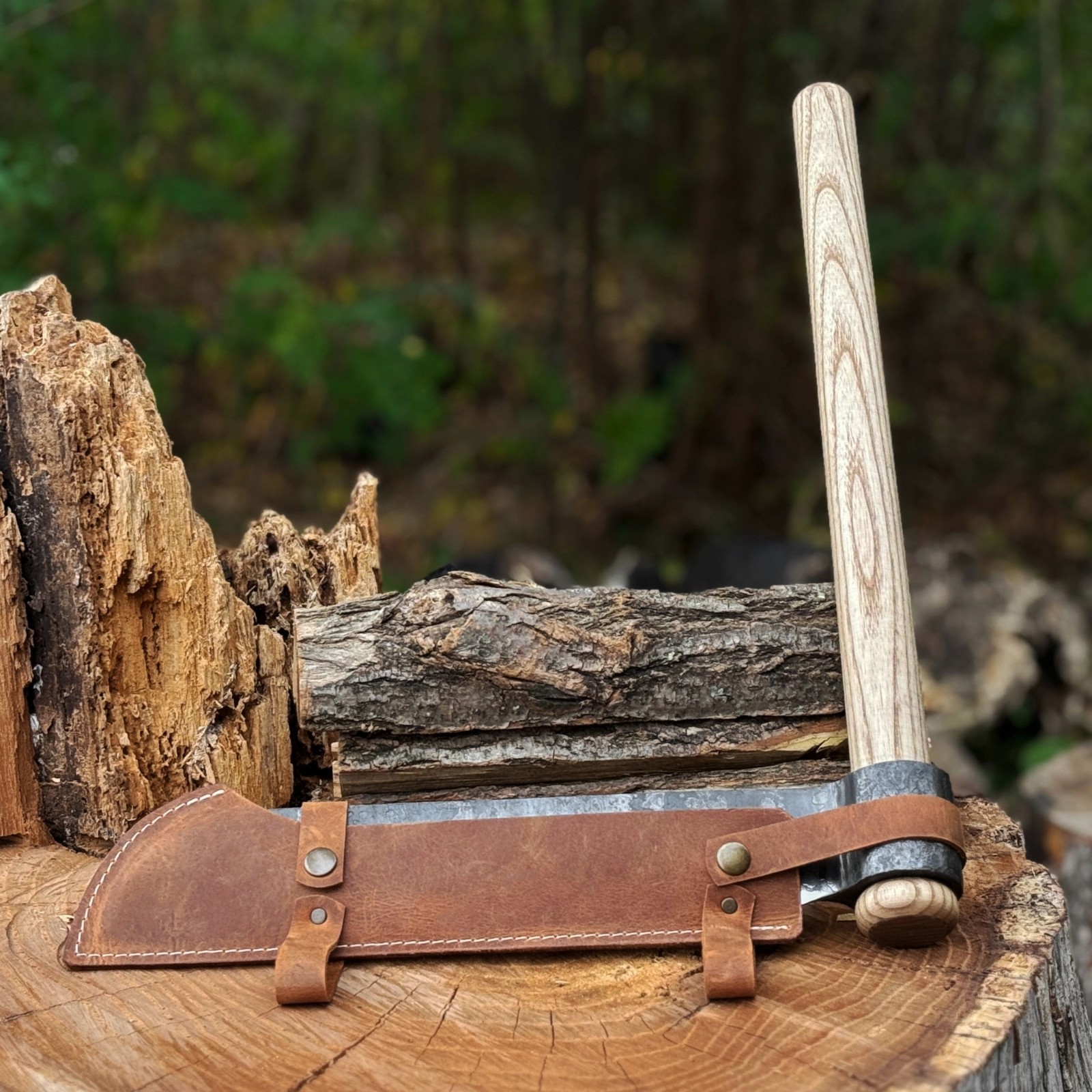 10in Blade Wood Splitting Froe Knife Blank Splitter Tool Steel Leather Sheath