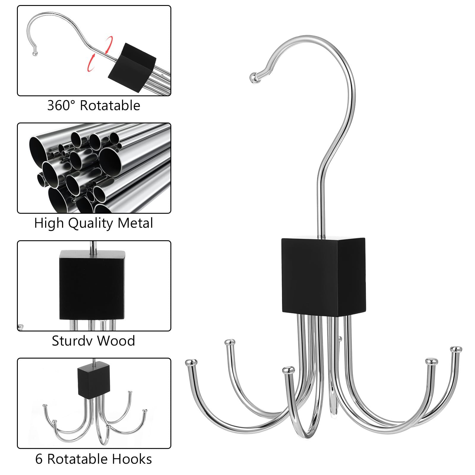 2 Pack Belt Hanger Organizer 360° Rotatable Bra Storage Rack for Ties Tank Tops