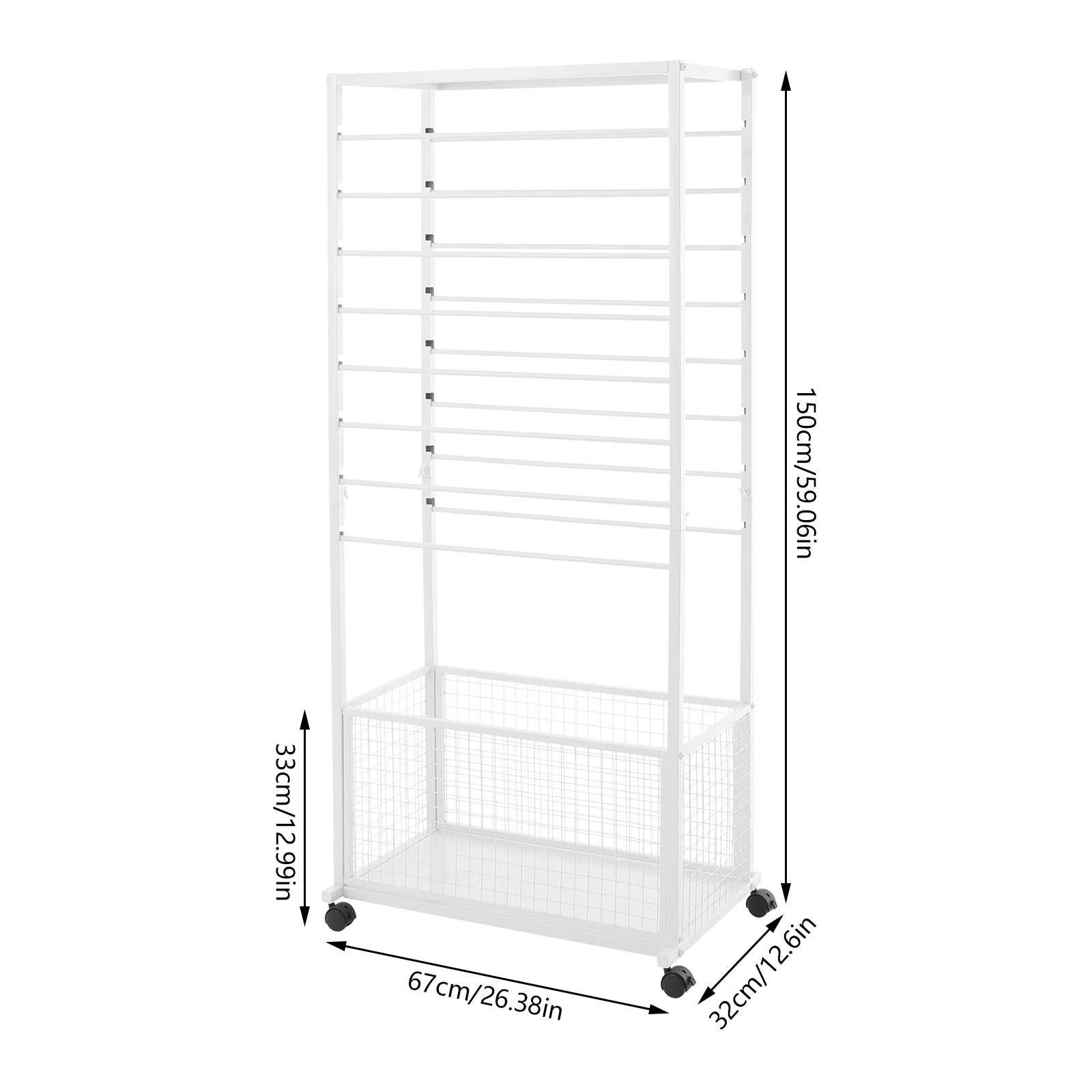 16 Tier White Double Sided Ribbon Organizer Large Capacity Ribbon Storage Holder