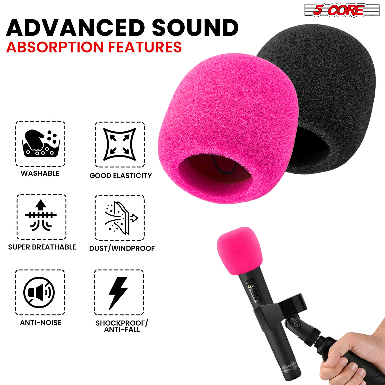 5Core Microphone Windscreen Pop Filter Sponge Foam Wind Shield Mic Cover